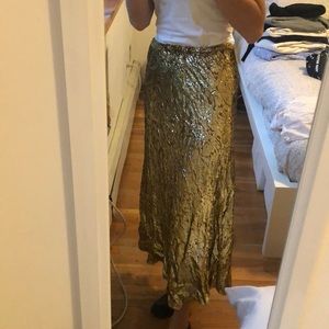 Michael Kors Collection gold lame midi skirt